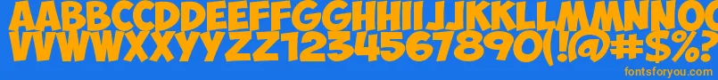 ObelixProBold Font – Orange Fonts on Blue Background