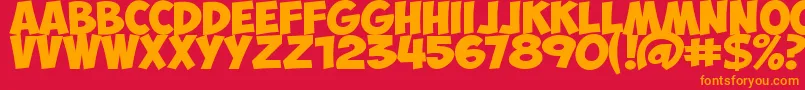 ObelixProBold-Schriftart – Orangefarbene Schriften auf rotem Hintergrund