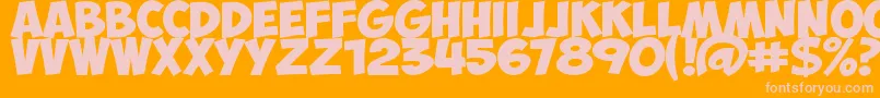 Fonte ObelixProBold – fontes rosa em um fundo laranja