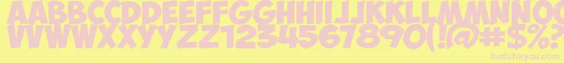 Czcionka ObelixProBold – różowe czcionki na żółtym tle