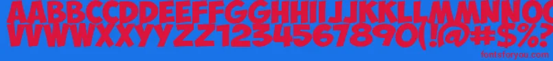 ObelixProBold-fontti – punaiset fontit sinisellä taustalla