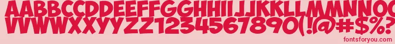 Czcionka ObelixProBold – czerwone czcionki na różowym tle