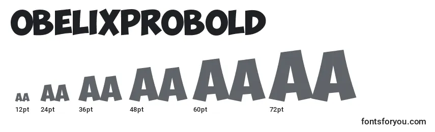 Размеры шрифта ObelixProBold