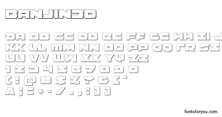 Schriftart Banjin3D – Alphabet, Zahlen, spezielle Symbole
