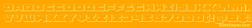Banjin3D-Schriftart – Gelbe Schriften auf orangefarbenem Hintergrund