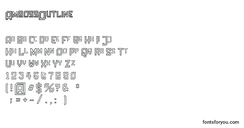 Schriftart AmbossOutline – Alphabet, Zahlen, spezielle Symbole