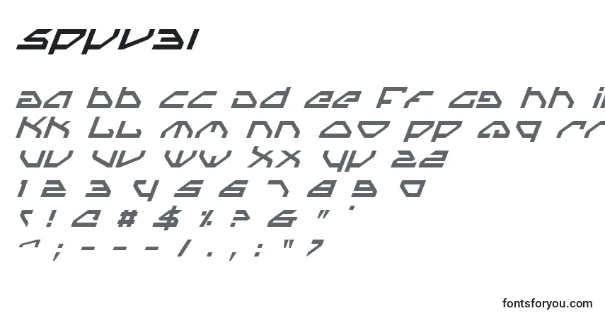 A fonte Spyv3i – alfabeto, números, caracteres especiais