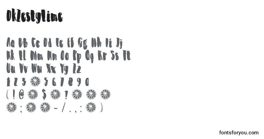 Czcionka DkZestyLime – alfabet, cyfry, specjalne znaki