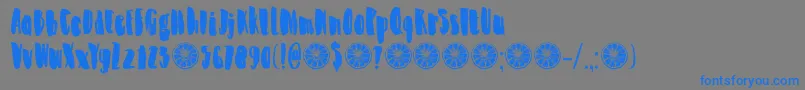 DkZestyLime-Schriftart – Blaue Schriften auf grauem Hintergrund
