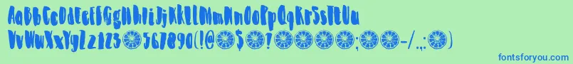 DkZestyLime-Schriftart – Blaue Schriften auf grünem Hintergrund
