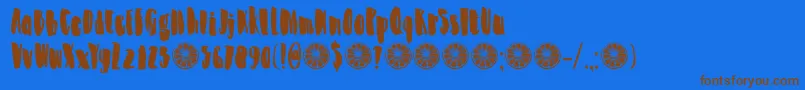 DkZestyLime Font – Brown Fonts on Blue Background