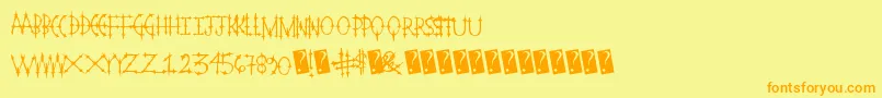 Pleasurecastlestandard-Schriftart – Orangefarbene Schriften auf gelbem Hintergrund