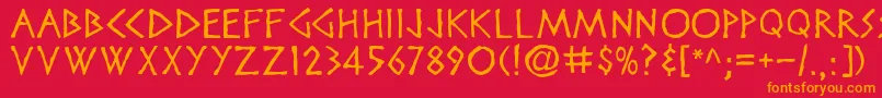 フォントDisneyheroic – 赤い背景にオレンジの文字