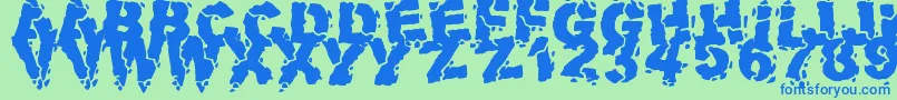 Шрифт VolcanicDungeon – синие шрифты на зелёном фоне