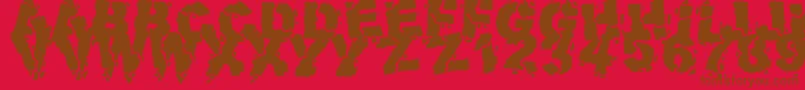 フォントVolcanicDungeon – 赤い背景に茶色の文字