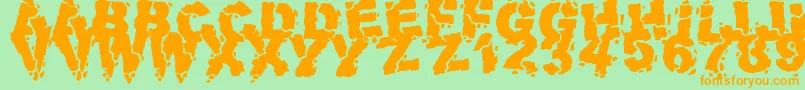 Шрифт VolcanicDungeon – оранжевые шрифты на зелёном фоне