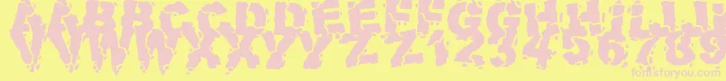 フォントVolcanicDungeon – ピンクのフォント、黄色の背景