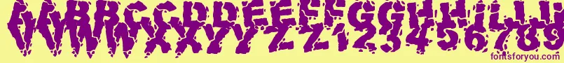 VolcanicDungeon-fontti – violetit fontit keltaisella taustalla