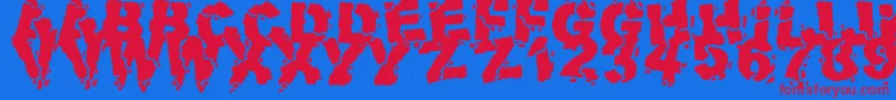 フォントVolcanicDungeon – 赤い文字の青い背景