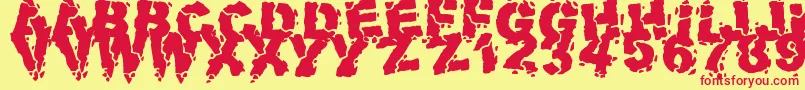 フォントVolcanicDungeon – 赤い文字の黄色い背景