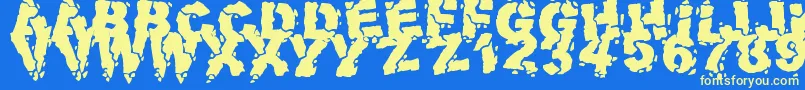 VolcanicDungeon Font – Yellow Fonts on Blue Background