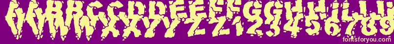 VolcanicDungeon-fontti – keltaiset fontit violetilla taustalla