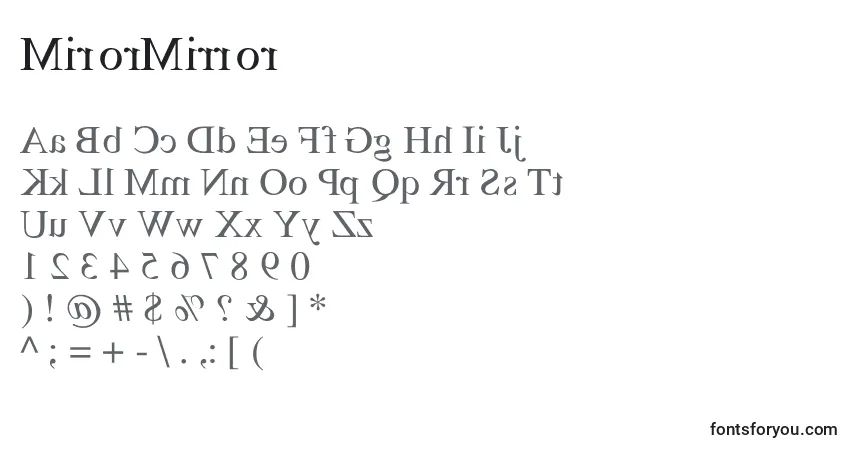 Czcionka MirorMirror – alfabet, cyfry, specjalne znaki