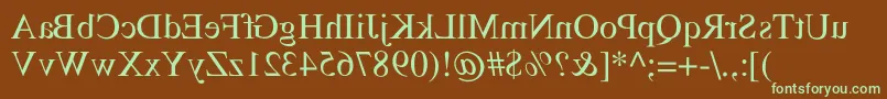 フォントMirorMirror – 緑色の文字が茶色の背景にあります。