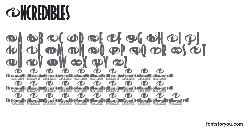 Schriftart Incredibles – Alphabet, Zahlen, spezielle Symbole