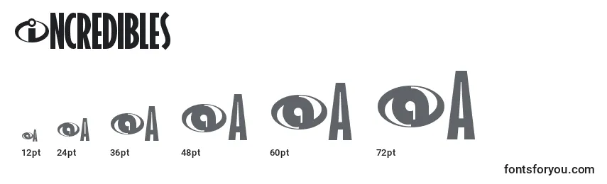 Incredibles Font Sizes