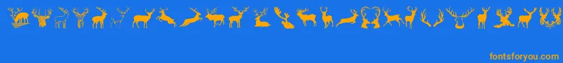 フォントDeers – オレンジ色の文字が青い背景にあります。