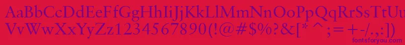 ClassicalGaramondBt Font – Purple Fonts on Red Background