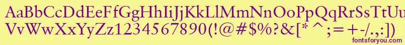 ClassicalGaramondBt Font – Purple Fonts on Yellow Background