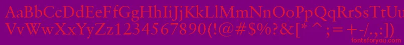 フォントClassicalGaramondBt – 紫の背景に赤い文字