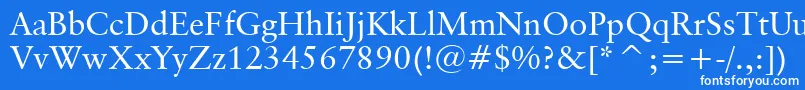 Weitere Informationen zur ClassicalGaramondBt-Schriftart ClassicalGaramondBt-Schriftart – Weiße Schriften auf blauem Hintergrund