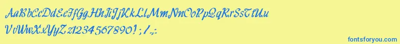 HffRibbon Font – Blue Fonts on Yellow Background