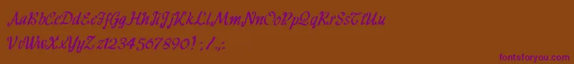 HffRibbon-Schriftart – Violette Schriften auf braunem Hintergrund