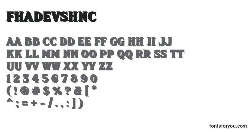 Schriftart Fhadevshnc – Alphabet, Zahlen, spezielle Symbole