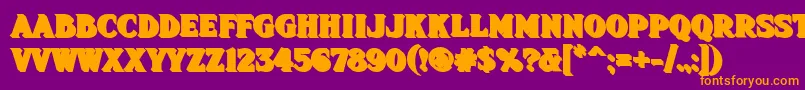 Fhadevshnc-Schriftart – Orangefarbene Schriften auf violettem Hintergrund