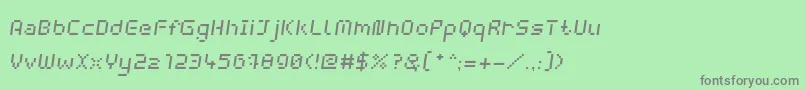 フォントWebpixelBitmapItalic – 緑の背景に灰色の文字