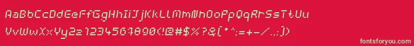 フォントWebpixelBitmapItalic – 赤い背景に緑の文字