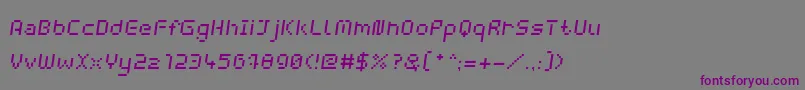 Fonte WebpixelBitmapItalic – fontes roxas em um fundo cinza