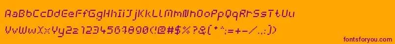 WebpixelBitmapItalic-Schriftart – Violette Schriften auf orangefarbenem Hintergrund