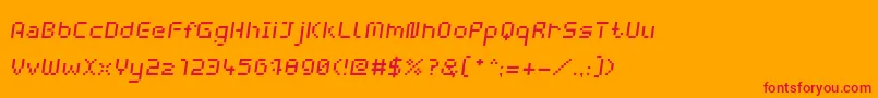 WebpixelBitmapItalic-Schriftart – Rote Schriften auf orangefarbenem Hintergrund