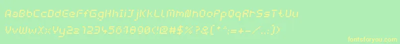 フォントWebpixelBitmapItalic – 黄色の文字が緑の背景にあります