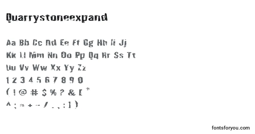 Czcionka Quarrystoneexpand – alfabet, cyfry, specjalne znaki