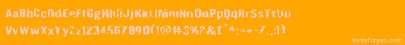 Quarrystoneexpand-Schriftart – Rosa Schriften auf orangefarbenem Hintergrund