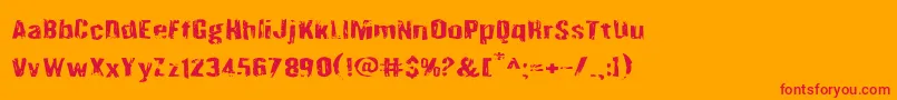 Quarrystoneexpand-Schriftart – Rote Schriften auf orangefarbenem Hintergrund