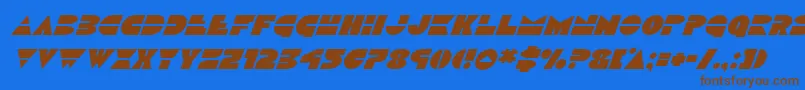 フォントDiscoducksuperital – 茶色の文字が青い背景にあります。