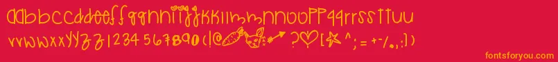フォントDesiwonderland – 赤い背景にオレンジの文字